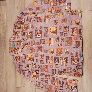 JOE NAMATH Vintage 70s Brown Grey Advertisement Flamboyant Polyester XL‎ Shirt